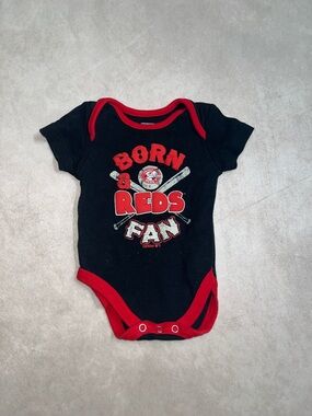 Cincinnati Reds Born a Reds Fan Black & Red Baby One-Piece